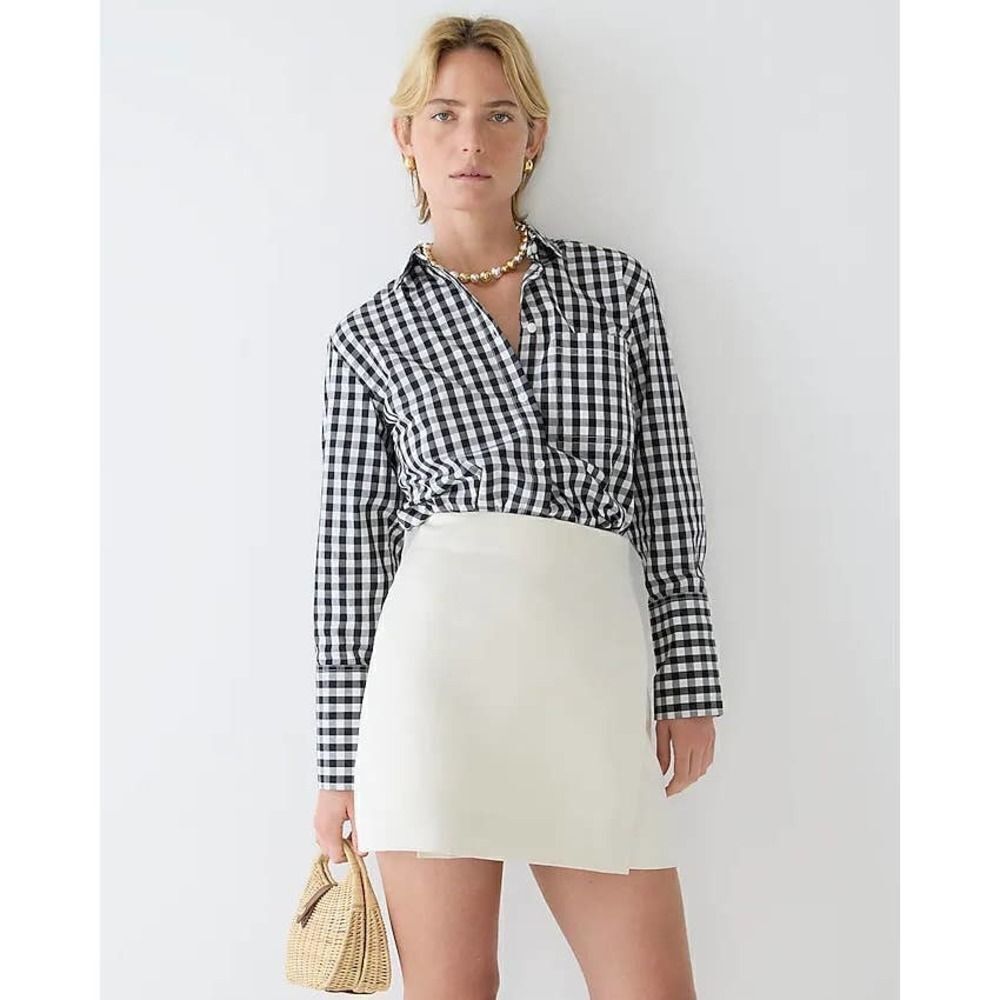 J. Crew Garçon shirt in gingham cotton poplin Sz 0 BP610‎ black white